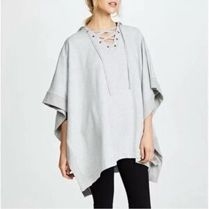 L'AGENCE Lizzy Lace Up Grey Hooded Poncho